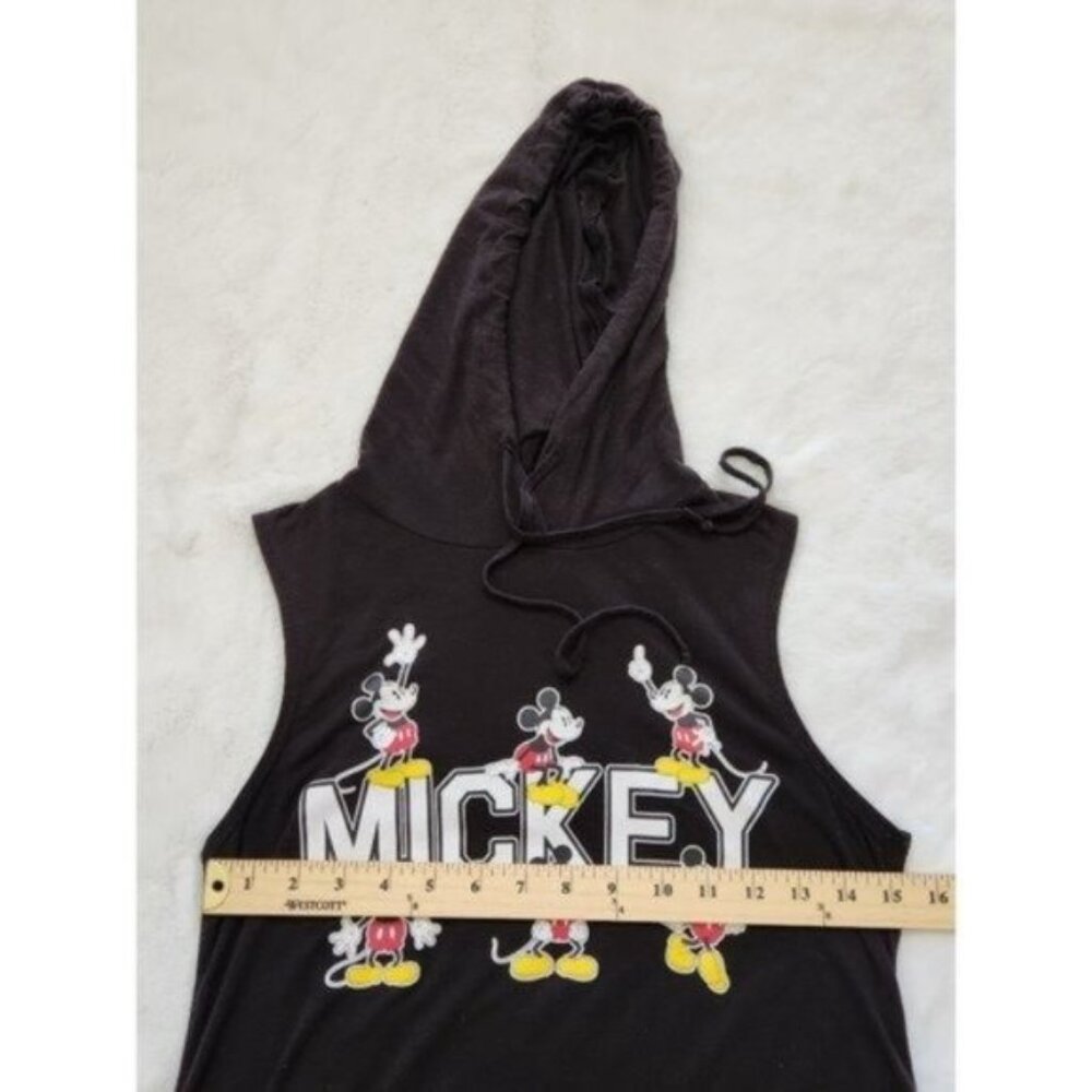 Disney Black Mickey Mouse Sleeveless Pullover Hooded T shirt Size Junior 7/9 - Picture 13 of 14